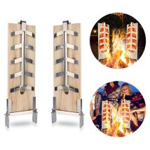 Lot de 4 planches à griller le saumon, planche à fumer pour filet de saumon, planche en bois de cèdre, supports inclinables - Einfeben
