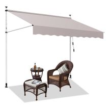 Einfeben - Marquise résistante aux uv et à l'eau, rétractable 3M, beige - Blanc cassé