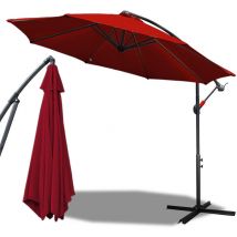 Einfeben - Parasol - parasol jardin, parasol deporté, parasol de balcon avec éclairage LED,Rouge,3M