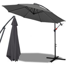 EINFEBEN Parasol - parasol jardin, parasol deporté, parasol de balcon avec éclairage LED,Gris,3M