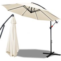 Einfeben - Parasol - parasol jardin, parasol deporté, parasol de balcon avec éclairage LED,Beige,3.5M