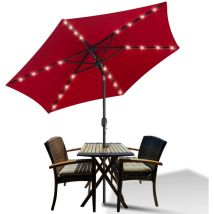 Parasol de Jardin Dia 270 cm Strucutre en Métal Robuste Anti-UV, Rouge, Parapluie hawaïen, Parapluie d'extérieur, vec 36 led Solaire