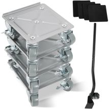 Einfeben - plateau Roulant 4pcs Lève-meubles acier Charge max 500 kg Planche à roulettes Transporteur de meubles pour tous les sols Aide au transport
