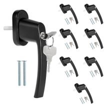 Poignée de fenêtre Poignée de porte Clé en aluminium avec 2 clés verrouillables Noir 8X