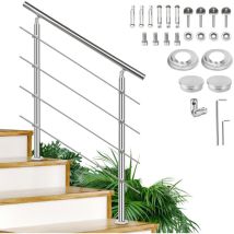 Einfeben - Rampe d'escalier en Acier Inoxydable, avec Anneau à Billes et 2 Poteaux, pour Escalier Balcon Terrasse - 180cm, avec 4 Crossbar