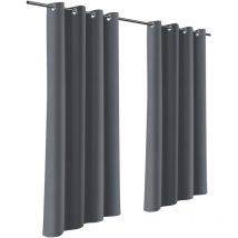 Rideau extérieur Rideau occultant avec œillets Opaque Jardin Patio Balcon 132 x 274cm Gris foncé 1 Panneau - Einfeben