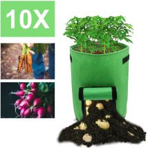 Einfeben - Sac De Plantation sac à plantes Pomme De Terre Pot De Pommes De Terre avec Fenêtre pour Planter des Pommes De Terre 10x 27L - Vert