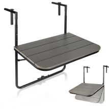Table de Balcon Suspendue Pliable, Table Suspendue Rabattable et Hauteur Réglable, Résistante aux Intempéries, Charge 27 kg, Gris - Einfeben