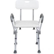 Einfeben - Tabouret de douche chaise de douche tabouret de bain anti-dérapant jusqu'à 136kg avec accoudoir avec dossier aluminium