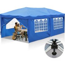 Tonnelle de Jardin Tente Pliante Protection du Soleil uv 50+ Tonnelle Pliante pop-up avec Parois bleu 3x6m - Einfeben