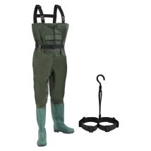 Waders deniers nylon poisson étang de pêche pantalon imperméable pêcheur étang pantalon en caoutchouc avec bottes 43 avec crochet - Einfeben