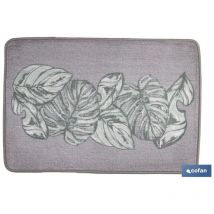 Eingangsmatte mit Digitaldruck tropischer Blätter 50x70cm aus Polyester und pvc in Grau und Grün