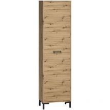 Liora Kleiderschrank 1 Tür – Melaminharz – Eiche Artisan-Optik – 55 x 34 x 200 cm – 2 Einlegeböden – 1 ausziehbarer Kleiderständer