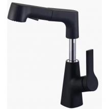 Einhebel-Küchenarmatur, Dual-Spray, Ziehen + Heben, Küchenspüle-Wasserhahn aus Edelstahl mit herausziehbarer Brause (schwarz)