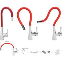 Einhebelmischer Waschtisch Einhebelmischer Küchenmischer Flexibler Auslauf versch. Farben +rot