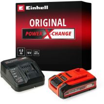Einhell - Starter Kit 4,0 Ah plus Power X-Change (1 batterie 18 v 4 Ah plus, 1 chargeur 3 a, temps de charge 75 min, compatible avec tous les