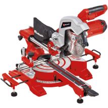 Scie à onglet radiale tc-sm 216 (1600 w, table pivotante à réglage rapide et butées d'angles, laser, extensions latérales, blocage d'arbre