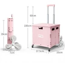 Einkaufstrolley, Shoppingwagen, Tragbar, 360° Universalrad, 45L, Zusammenklappbar, Rosa