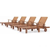 Einklappbare Sonnenliege aus Tropenholz 'Tokyo' - Maple - Hellbraun - 4er-Set