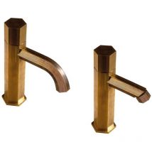 Einloch-Waschbecken- und Bidetmischer-Set aus sechseckigem Naturmessing, Modell Mamoli Hexagonal KITHEX4