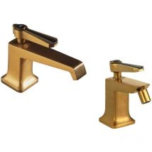 Mamoli - Einloch-Waschbecken- und Bidetmischer-Set in der Farbe gebürstetes Messing 1938 KIT1938G3