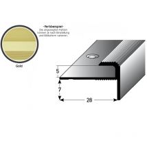 Einschubprofil 'Stannington' mit Nase für Designbeläge, Einfasshöhe 5 mm, Aluminium eloxiert, gebohrt-goldfarbig-900