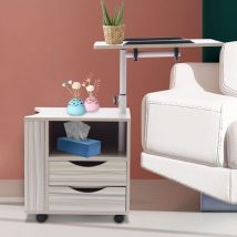 Einstellbar Beistelltisch Nachtschrank Nachttisch für Wohnzimmer/Schlafzimmer Räder& Regal