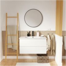 Einzelwaschtisch 80 Cm, Eichenoptik, Mit Armatur Und Spiegel, Sorrento