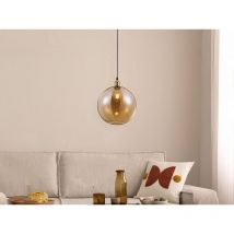 Pendelleuchte 1-flammig dino Glaskugel Lampenschirm Amberfarbig, ø 30cm