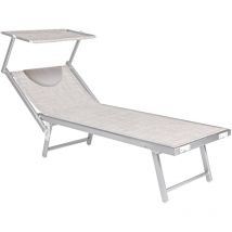 Einzelstrandbett mit Sonnenschirm und Kopfstütze 'Budelli' - Cm. 188X67XH.38