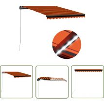 Doc&et² - The Living Store Markise Manuell Einziehbar led 350x250 cm Orange & Braun - Sonnensegel - Markise - Außendekoration - Gartensorgen
