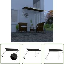 Longziming - The Living Store Einziehbare Markise Mit Led 350×150 Cm Anthrazit - Gardenerie - Markise - Sonnenblende - Terrasseüberdachung - 
