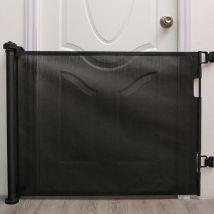 Aqrau - Einziehbares Treppenschutzgitter für Babys (0–180 cm). Einziehbares Gitter für Babys und Haustiere (schwarz).