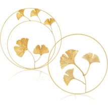 Eisen-wandskulpturen, 2 Stück, Eisen-metall-wanddekoration, Wandornamente, Ahorn-wanddekoration, Ginkgoblatt-wandbehang Für Zuhause, Büro, Wohnzimmer,