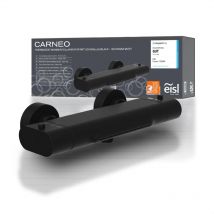 Eisl - Carneo 1330090B - Rubinetto per vasca da bagno con regolazione termostatica in nero opaco, beccuccio a cascata, blocco di sicurezza a 38 °c,