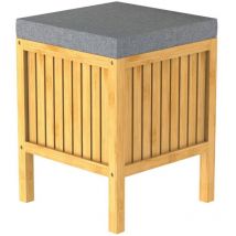 Cesto lavandería 2-en-1 asiento amortiguador bambú 39x39x52,5 cm Eisl