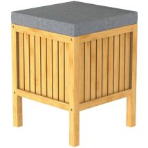 Eisl - Panier à linge 2 en 1 avec coussin de siège Bambou 39x39x52,5 cm