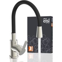 FLEXO Spültischarmatur, Edelstahloptik/Schwarz