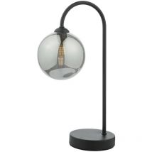Dar Lighting - Eissa Lampe de table Touch abat-jour en verre fumé noir mat