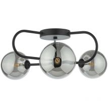 Eissa Paralume in vetro fumé nero opaco a 3 luci semi-incasso