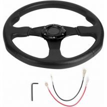 Volant de Sport de voiture de course de 350mm/14in plat profond 6 boulons direction de course modifiée universelle(Noir) - Ej.life
