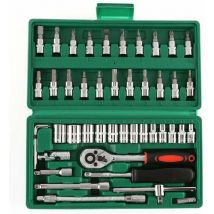 Ej.Life 46 pcs 1/4 Pouce Jeu de Douilles Outil de Reparation de Voiture Outils de Cle combinee dynamometrique a cliquet Reparation Automobile