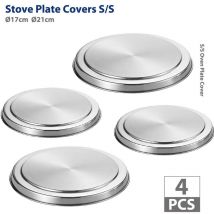 Ej.life - 4PCS Couvercle de cuisinière Caches de Protection pour Plaques de Cuisson Couvercles de Poêles Cache-Plaques Electrique en Acier Inox Comme