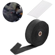 Ej.Life Bande de protection thermique déchappement, Ruban échappement noir avec 10 attaches de câble, Ruban isolant thermique tuyeau collecteur