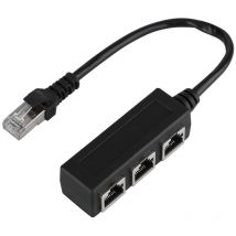 Ej.life - Câble d'extension Ethernet Adaptateur de Câble Répartiteur de Connecteur de Transfert de Port Mâle à 3 Femelle Réseau RJ45 Adaptateur