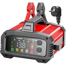 Ej.life - Chargeur Batterie Voiture 12V/24V 25A,Chargeur Batterie Lithium avec Automatique Réparation Fonction et Écran LCD,Chargeur pour