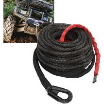 Corde de treuil synthétique de 9.5mm x 25m- Câble de treuil avec Crochet en Acier allié pour véhicule tout-terrain, vtt, utv, vus, moto - Ej.life