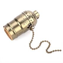 Ej.life - Douille de Lampe, Douille de Lumière Vintage E27 avec Chaîne de Traction, 1 Pièce de Douille de Base à Vis Moyenne en Aluminium pour