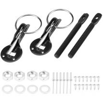 Ej.Life Kit de verrouillage pour capot, kit de verrouillage de capot de voiture universel pour capot de voiture de course (noir)