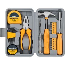 Ej.Life Kit d'Outils DIY 24pc Jaune. Petite Boîte à Outils Idéale pour Débutants, pour la Maison & le Bureau